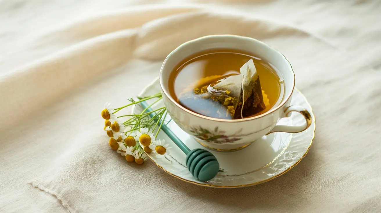 Steeping chamomile tea bags showing proper preparation for anxiety benefits.